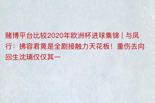 赌博平台比较2020年欧洲杯进球集锦 | 与凤行：拂容君竟是全剧接触力天花板！重伤去向回生沈璃仅仅其一