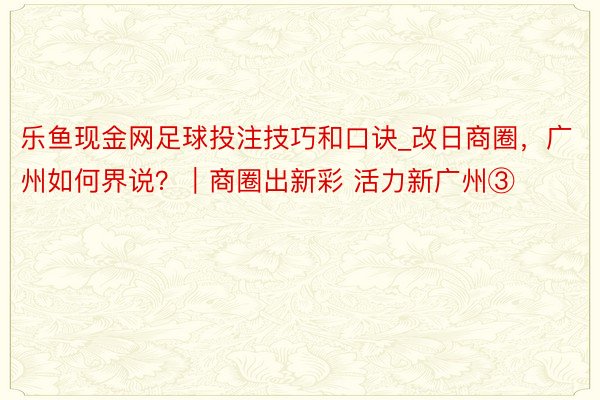 乐鱼现金网足球投注技巧和口诀_改日商圈，广州如何界说？｜商圈出新彩 活力新广州③