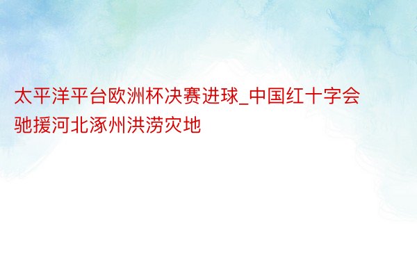 太平洋平台欧洲杯决赛进球_中国红十字会驰援河北涿州洪涝灾地