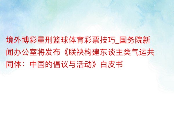 境外博彩量刑篮球体育彩票技巧_国务院新闻办公室将发布《联袂构建东谈主类气运共同体：中国的倡议与活动》白皮书